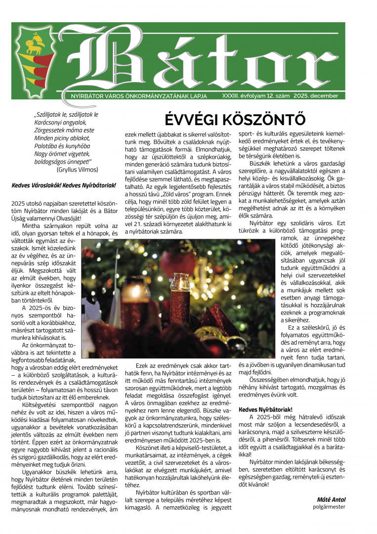 BÁTOR ÚJSÁG - 2025. december